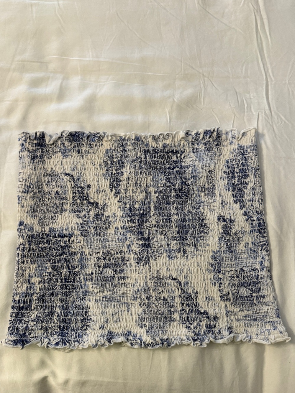 Forever 21 Blue and White Smocked Mini Skirt